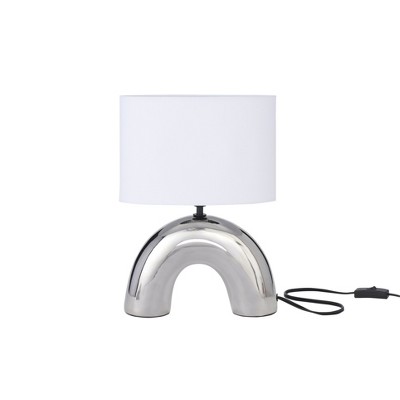 15" White Shade Chrome Arch Table Lamp for Kids