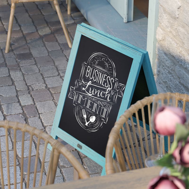 Emma and Oliver 48"x24" Rustic Vintage Double-Sided Folding Magnetic Chalkboard with 8 Chalk Markers, 10 Chalkboard Stencils and 2 Rustic Magnets, 5 of 12