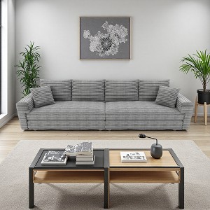 102.4" Luxury Plush Corduroy Cloud 4-Seater Sofa with Deep Cushions & Soft Pillows - 1 of 4