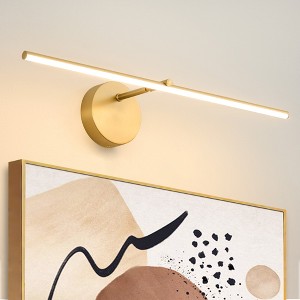 POWLIG 24" Gold Modern LED Wall Sconce - Dimmable Fixture with Adjustable 5-Color & Angle to Set the Mood for Bedroom or Hallway - 1 of 4