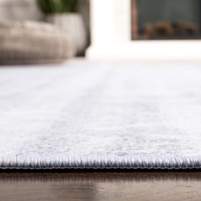 Light Grey Polyester Machine Washable Area Rug 3' x 5'