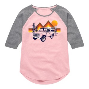 Girls' - Instant Message - Off Road Vehicle Stripes Shirt Tail Raglan Graphic T-shirt - 1 of 4