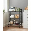 3 - Tier Metal Storage Rack with Wheels Mesh Shelving Unit X Side Frames 23.6 - Inch Width Black Entryway Kitchen - 3 of 4