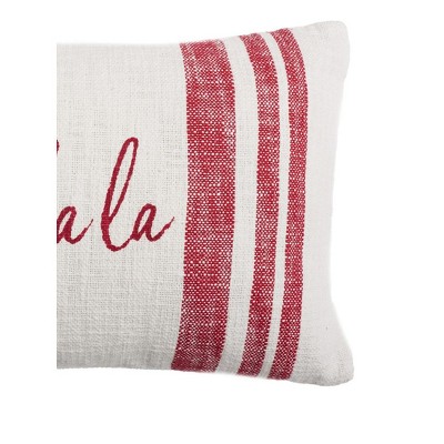 Falala Red and White Woven Holiday Throw Pillow