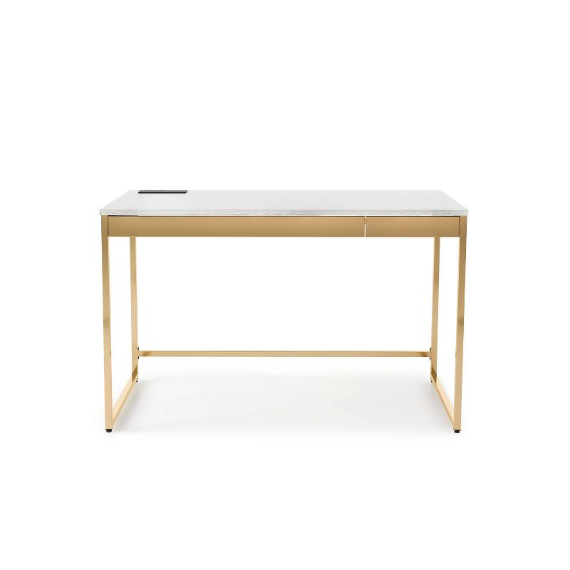 Paylen 2 Drawer Desk with USB Port White/Copper - miBasics, 4 of 7