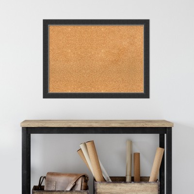 Natural Cork Board with Corvino Black Wood Frame, 31" x 23"