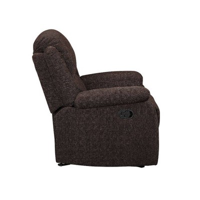 Madden Dark Brown Chenille Tufted Reclining Loveseat with Cup Holder