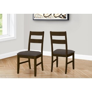 Monarch Specialties Dining Chair 37 inch Height Set Of 2 Upholstered Side Dining Room Kitchen Brown Solid Wood Brown Fabric Transitional - 1 of 4