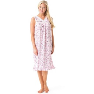 Casual Nights Women's Sleeveless Floral Lace and Ribbon Nightgown - 1 of 4