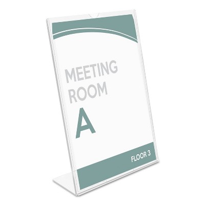 Clear Polystyrene Plastic Slanted Desk Sign Holder 5" x 7"