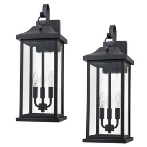 C Cattleya 22.25in 3-Light Modern Matte Black Outdoor Wall Lantern with E12 Base Socket - 1 of 4