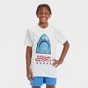 Boys' Jaws American Flip Sequin Short Sleeve Graphic T-Shirt - White - 2 of 4