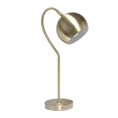 Mid Century Curved Table Lamp With Dome, Better Homes Gardens Real Marble Table Lamp Brushed Brass Finish