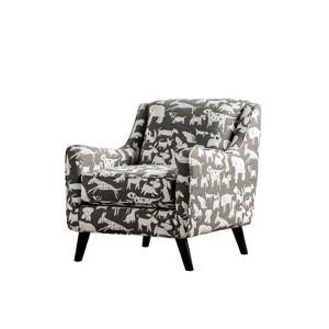 Farreau Animal Pattern Chair Ivory/Black - Furniture Of America: Transitional Style, Wood Frame, Foam Fill - 1 of 4