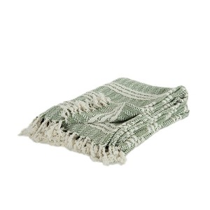 HomeRoots Green Woven 100% Cotton Throw Blanket - 1 of 4