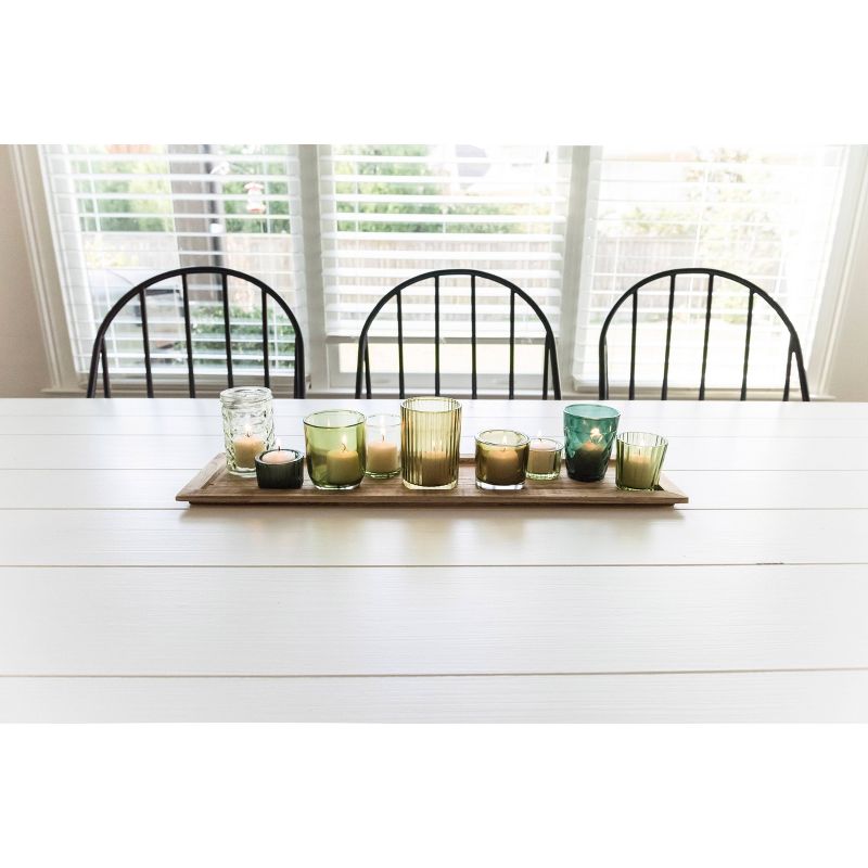 Glass &#38; Wood Candle Gift Set Green 22 in - Storied Home, 4 of 9
