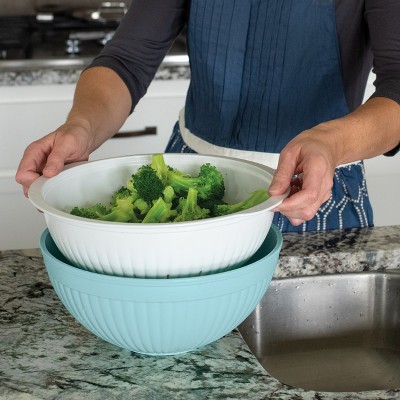 Nordic Ware 2-in-1 White and Sea Glass Colander Bowl Set