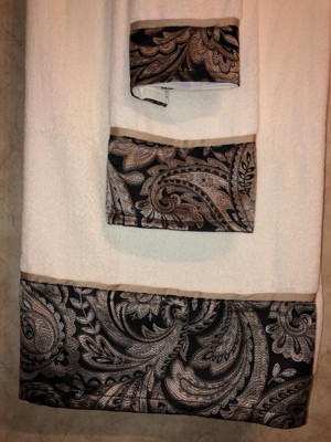 Luxury 6pc Navy Blue & Grey Paisley Cotton Jacquard Bath Towel Set