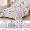 King Size Floral Quilt Set, 3 Pieces Purple Yellow Botanical Bedding for All Seasons - 4 of 4