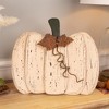 Northlight Rustic Wooden Fall Harvest Pumpkin with Leaves and Stem - 15" - 2 of 4