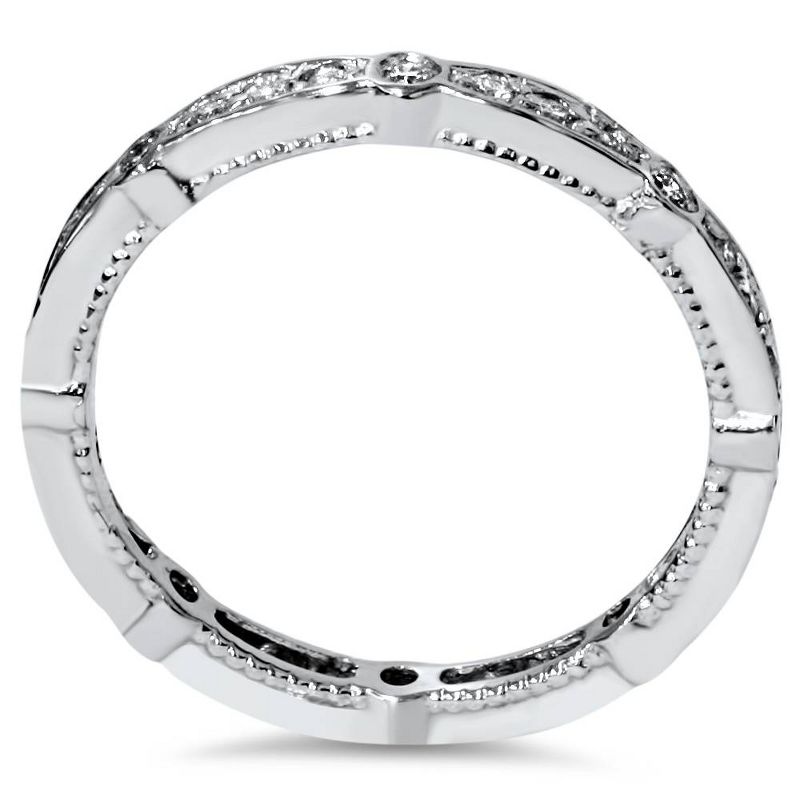 Pompeii3 3/8ct Diamond Eernity Vintage Wedding Stackable Ring 14K White Gold, 3 of 5