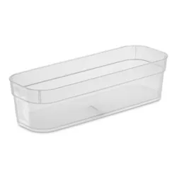 Sterilite 13538608 Narrow Storage Trays with Sturdy Banded Rim and Textured Bottom for Desktop and Drawer Organizing, Clear (24 Pack)