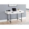 Vynxaria 48" White Marble Look Laminate Black Metal Desk Luxury Modern Home Office Workstation with Storage Drawers - 2 of 4