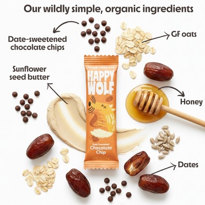 Happy Wolf Organic Kids Refrigerated Snack Bars, Chocolate Chip - 4.23oz/5ct