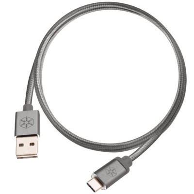 SilverStone Technology  Reversible USB-A to USB TYPE-C cable1.8meter Nylon Braided and aluminum shell Charcoal