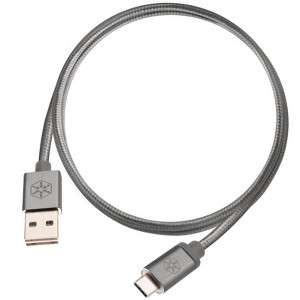 SilverStone Technology  Reversible USB-A to USB TYPE-C cable1.8meter Nylon Braided and aluminum shell Charcoal - 1 of 4