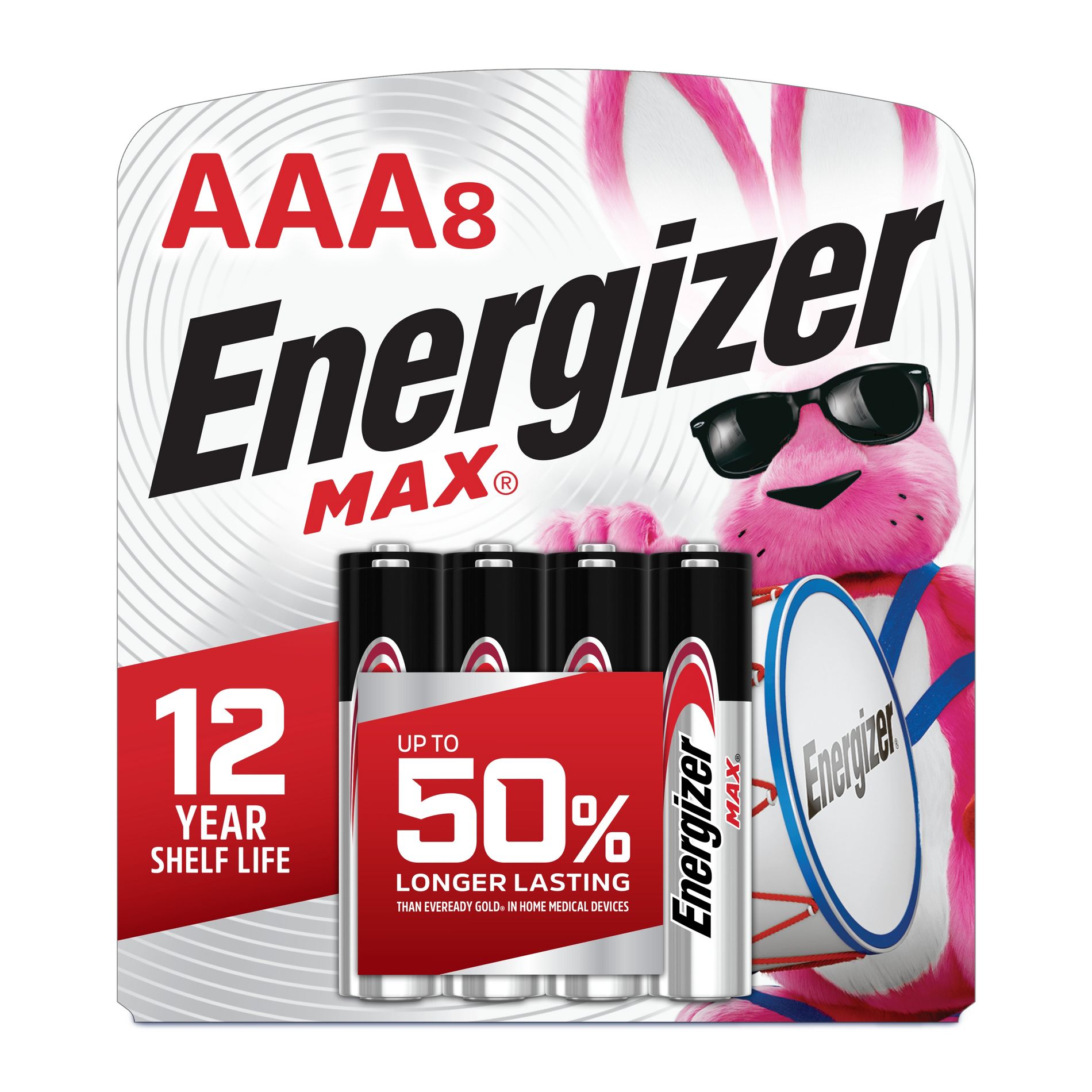 Energizer MAX AAA Batteries 8pk - Alkaline Battery: 1180 mAh, 1.5V, Household Use