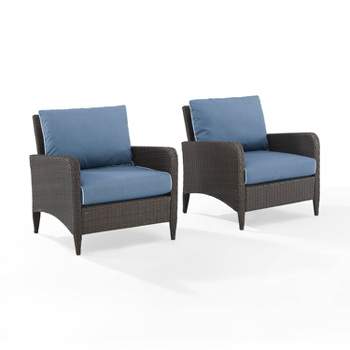 Kiawah 2pk Wicker Patio Chair  Blue - Crosley