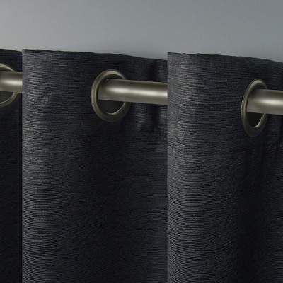 Charcoal Polyester Room-Darkening Grommet Window Panel Pair