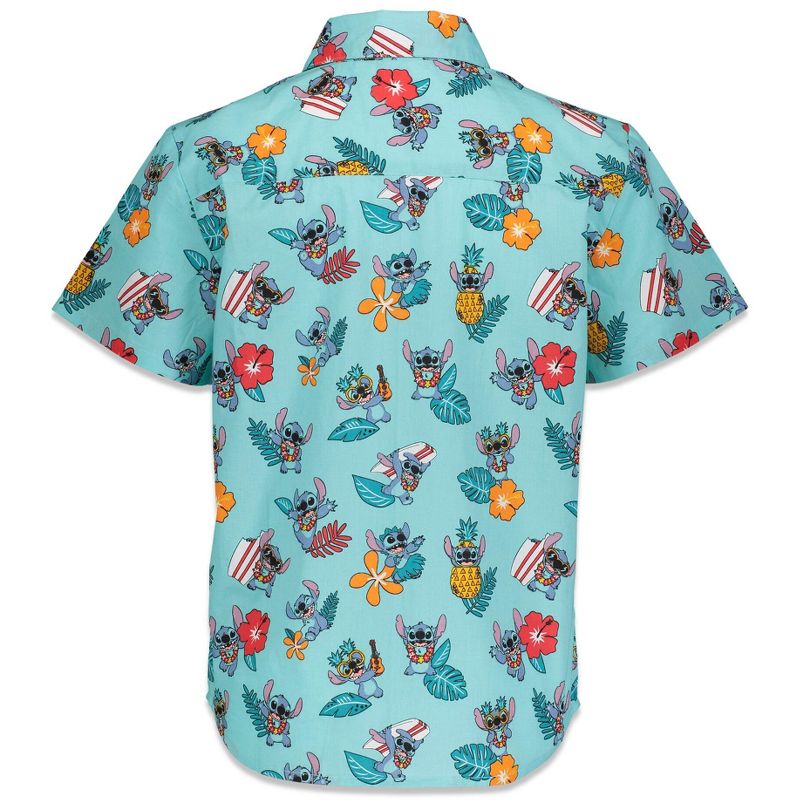Disney Lilo & Stitch Mickey Mouse Lion King Simba Hawaiian Blue Button Down Shirt Little Kid to Big Kid, 2 of 8