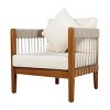 Acacia Wood Patio Accent Chair With Cushions, Outdoor Garden Armchair, Handwoven Rope Outdoor Chair for Garden or Deck - Maison Boucle - 4 of 4