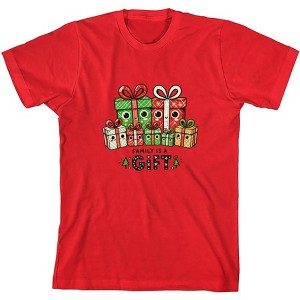 Family Is A Gift Youth Red Crew Neck Short Sleeve Tee-XXL - 1 of 2