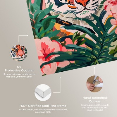 Vibrant Tropical Jungle Tiger Canvas Wall Art, 16" x 24"