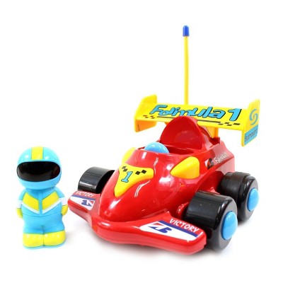 Insten Remote Control Cartoon Race Formula Car with Music, Lights & Action Figure, RC Baby Toys for Toddler & Kids, 4" Red