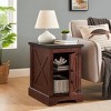 PAGED Side Table Farmhouse Wooden Nightstand with Barn Door and Adjustable Storage Shelf for Living Room, Bedroom - 2 of 4