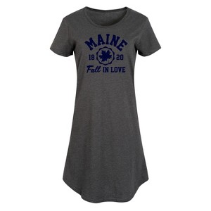 Women's - Instant Message - Maine 1820 Fall in Love Graphic T-shirt Dress - 1 of 4