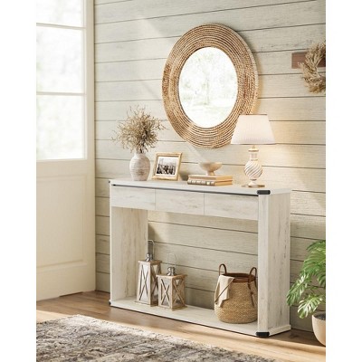 VASAGLE Console Table, 47.2 Inches Sofa Table, Narrow Entryway Table, Entry Table with 3 Drawers, Bottom Shelf, Metal Corners