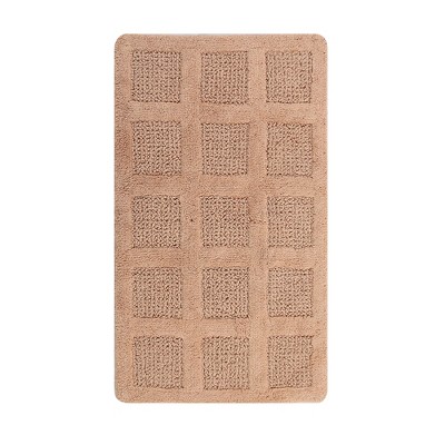 Knightsbridge Square Honeycomb 100% Cotton Reversible Bath Rug 17 X 24  Natural