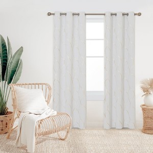 Deconovo Gold Line 52 Width Curtain Panel Pair (2 Panel) - 1 of 4