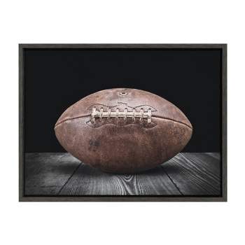 18" x 24" Sylvie Vintage Football Framed Canvas By Shawn St. Peter Gray - DesignOvation