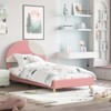 Bed Frame with Round Boucle Headboard, Upholstered Arch-Shaped Design in Soft, Modern Kids Wooden Slats Bed, No Box Spring Required & Easy Assembly - 3 of 4