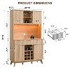 SinCiDo Modern 72" Tall Storage Hutch Wine Bar Cabinet, Fluted Coffee Bar w/LED Lights, 10 Tier Storage Shelf & 9 Grid Wine Glass Rack - 2 of 4