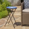 Vynxaria Patio End Tables - Outdoor Folding Accent Table with Glass Top, White and Blue - 2 of 4