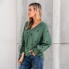 Women's Olive Green Heart Print V-Neck Balloon Sleeve Top - Cupshe - 2 of 4