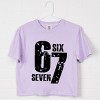 Six Seven Distressed - Women's Boxy Crop Top Graphic T-Shirt - 3 of 4