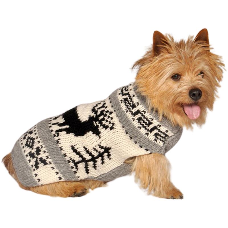 Chilly Dog Black Southwest Reindeer Shawl Dog Sweater, 1 of 6